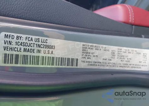 2022 Dodge Durango R/T Awd from USA, damaged, VIN 1C4SDJCT1NC209083